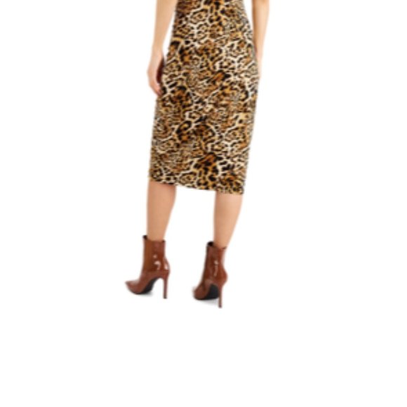INC Bodycon Dress Size Small Cheetah Print Silhouette Sleeveless Ruched New - Picture 13 of 13